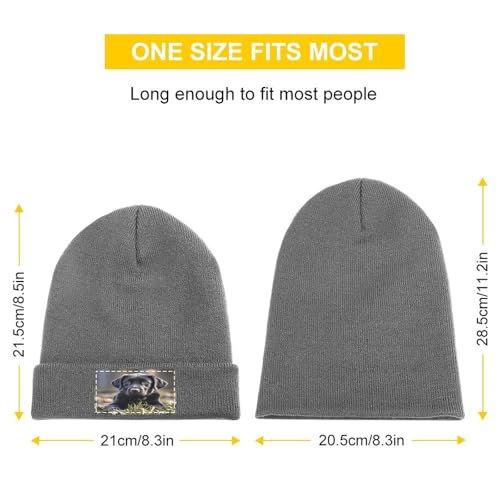 YUXBVKRS Labrador Puppy Beanie Mützen – Weiche Unisex Wintermütze & Manschetten Strickmütze Schädel Kappe für Damen & Herren, Charcoal-Labrador Puppy, Einheitsgröße