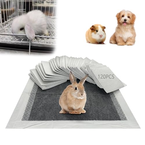 PeSandy Coussinets Jetables pour Lapin, Tapis Hygiénique Absorbant pour Cochon d'inde, Lot de 120 Tapis Éducateurs avec Surface à Séchage Rapide pour...