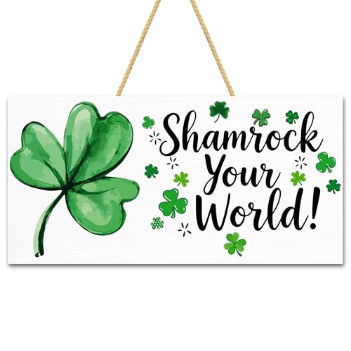 Image of OHOME St Patricks Day Decorations - Hanging Wooden Sign for Wall Home Door Birthday | Shamrock Decorations Wood Wreaths Irish St Patty's Day Accessories Party Favors - St. Patrick's Day Decor