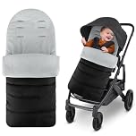 Universal Footmuff for Stroller,Warm and Cozy Pushchair & Pram Footmuffs,Waterproof and Windproof Footmuff with Coral Fleece Lining,Universal Cosy Toes Fits Most Buggies and Strollers (Grey)