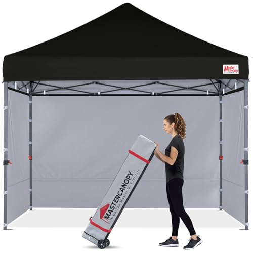 MASTERCANOPY 2,5 x 2,5 m Pop-up-Pavillon Faltpavillon Festzelt mit 4 Seitenwänden/Seitenteilen für Markt, Garten, Events, Schwarz