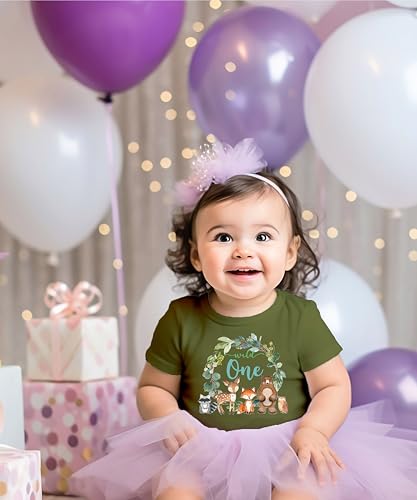 Wild One Wreath with Woodland Animals T-Shirts for Baby Girls and Boys4