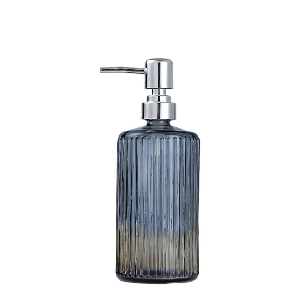 Cyairong-22 Gris Soap Dispenser Home/Hotel/Bathroom Glass Push Lotion Bottle 500Ml Soap Holder Transparent Cylindrical Blue/Clear Gray/Orange Pink(Gris)