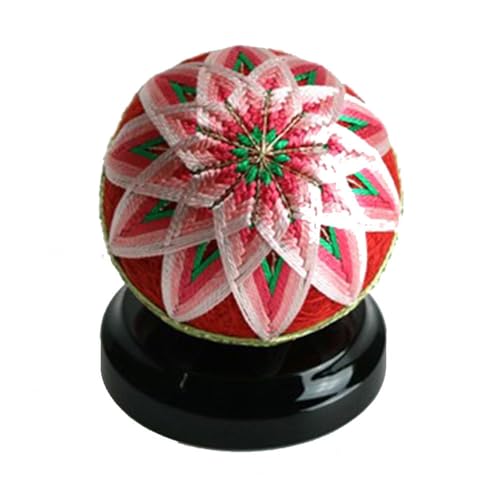 [加賀手まり](赤)花てまり・小[黒塗台]