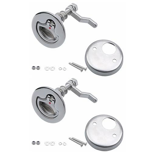 MIZUGIWA Boat Cam Latch Stainless Steel Marine,Boat Locker Latch Hatch Pull,Flush Hatch Lift with Back Plate Fasteners (Thick Back Plate - 2 PCS)