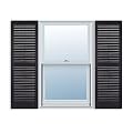 15 Inch x 39 Inch Standard Louver Exterior Vinyl Window Shutters, Black (Pair)