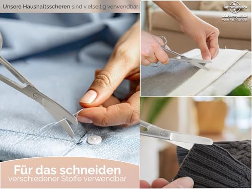 Bastelschere Papierschere Mehrzweckschere Edelstahl Rostfrei mit gebogener abgerundeter Schnittfläche für Basteln, Haushalt und Büro 13 cm