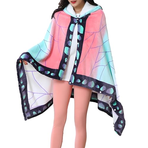 Juejuezi Hooded Wearable Blanket Hoodie Throw Blanket Cloak Cosplay Costume Shawl Wrap Nap Quilt 160x100 cm/63x40in(Light Blue One Size)
