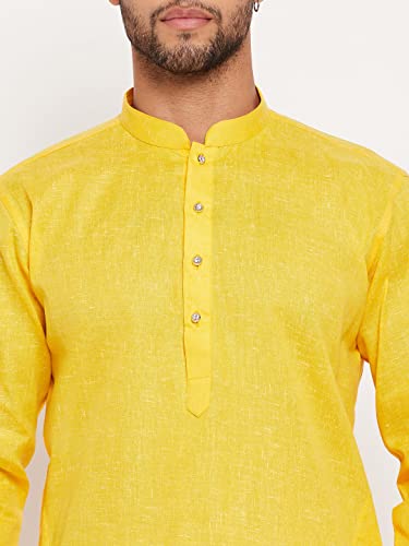 Image of VM Men's Cotton Blend Kurta Pyjama Set (VMMK102YWnPWH 38 Beige