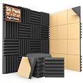 SD SODOCT 36 Pack Wedge Acoustic Foam Panels, Self-Adhesive Sound Proof Foam Panels for Walls, 12 x 12 x 2 Inches High Density Acoustic Foam, Fire Resistant, Studio Wall & Ceiling Panels, Black