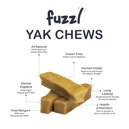 Image of Fuzzl Himalayan Yak Cheese for Dogs Medium 4 Pack | Superfood Turmeric, Strawberry, Coconut, Original Natural Dog Treats Himalayan Yak Chew | Long Lasting