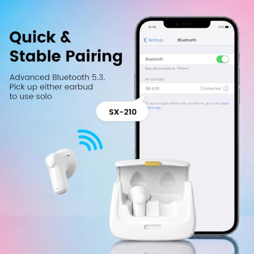 Image of ANCwear Wireless Earbuds with Mini Handbag Case, 22H Playtime, Pearl White
