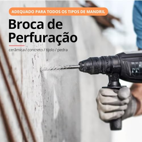 Broca Vídea Fura Parede Concreto 10mm x 160mm Encaixe SDS Plus | Fertak | Kit 03 Un
