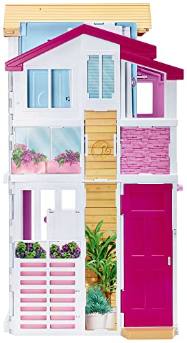 Barbie Mobilier Grande Maison de poupée de Luxe à 2 étages et 4 pièces Dont Cuisine, Chambre, Salle de Bain et Accessoires, Jouet pour Enfant, DLY32 – Image 6