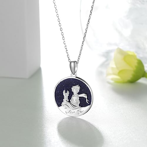Necklace for Women 925 Sterling Silver Created Blue Star Sapphire Pendant Necklaces Anniversary Birthday Gifts for Women3