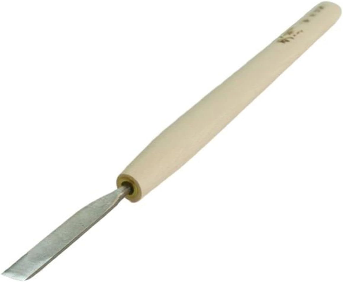 Michihamono Tendo Japanese Wood Carving Tool Large 6mm Straight Edge Flat Chisel, with High Speed Steel Blade, for Woodworking