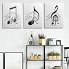 prinfantasy Black and White Wall Art Prints Posters Minimalist Decor Set of Framed 12x16 Canvas Prints Modern Wall Art Painting Music Posters, YH081 #5