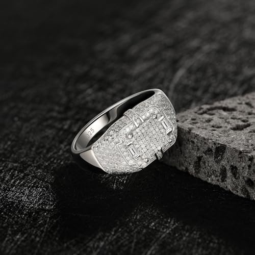 Mens Moissanite Wedding Band 925 Sterling Silver 2ct D Color VVS1 Clarity 232 Round Cut Lab Created Stone Promise Ring Engagement Band Gift for Him Size 7-143