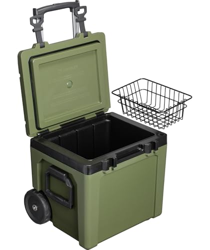 Image of Stanley Adventure Outdoor Cooler with Wheels 50 qt | Heavy Duty Outdoor Camping Cooler with Easy Carry Side Handles | BPA-Free | Dried Pine
