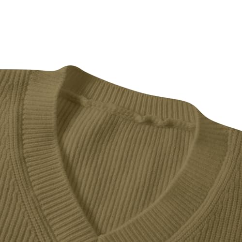 Men's Oversized Sweater Long Sleeve V Neck Y2K Solid Color Fashion Breathable Casual Knitted Pullover Sweaters4