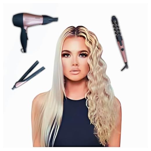 Kit Profissional para Cabelo, Secador 1200W Rosa, Modelador de Cachos Rosa, Chapinha Bivolt, Conjunto 3 Peças