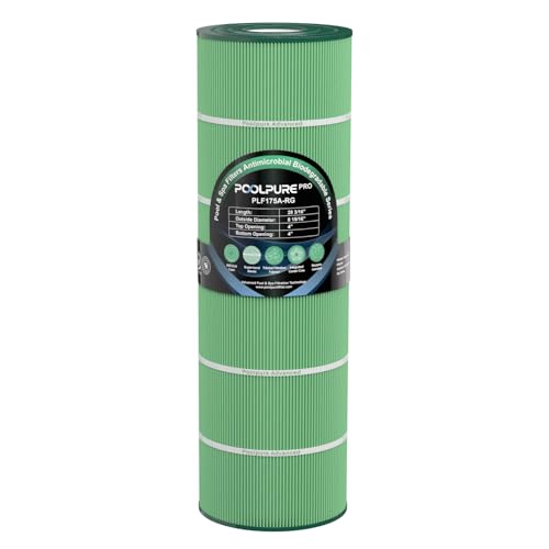 POOLPURE PA175 Biodegradable Pool Filter, Compatible with Hayward C1750, Unicel C-8417, CX1750RE, 817-0175P, L x OD: 28 3/16" x8 15/16", 175 sq.ft Replacement Filter