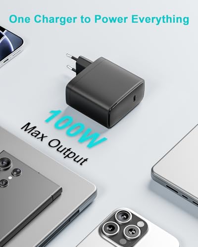 Cargador USB C 100W compacto ideal para teletrabajo y viajes con MacBook Pro 6