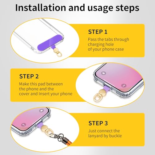 image for KITANIS 360°Rotatable Phone Tether Tab,3 Pieces Universal Phone Lanya