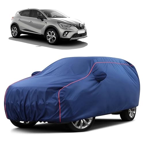 Image of Sulfar 100% Water Resistant Car Body Cover Compatible with Mirror for Renult Captur (Triple Stitched, Full Bottom Elastic, Blue Taffeta with Red Piping)