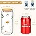 BGraceyy 20 oz 20-Pack Glass Cups with Lids and Straws + DIY Stickers, Reusable Beer Can Drinking Glasses with Bamboo Lids and Metal Straws, Aesthetic Glass Coffee Cups with Lids for Iced ＆ Hot Drinks
