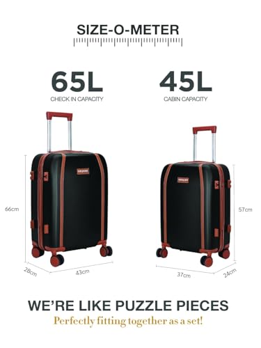 Image of FUR JADEN The Wayfarer 75cm Polycarbonate Travel Luggage Suitcase with 8 StealthTech Silent Shock Absorbing Wheels, TSA Lock & Aviation Grade Telescopic Trolley (Stark Black, Check-in 28 inch)