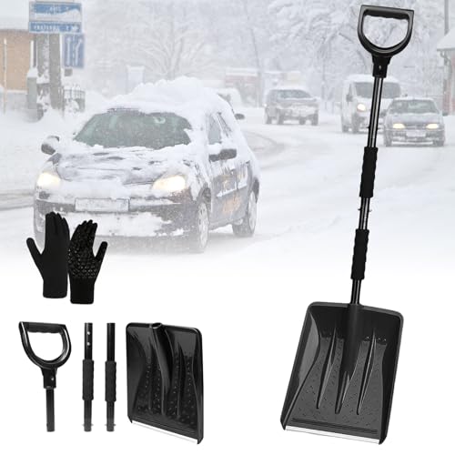 Snow Shovel, Snow Shovel for Car Driveway, Adjustable Lightweight Snow Shovels for Snow Removal, Portable Large Capacity Shovel for Cars, Garden, Snowman, Camping, Snow Playing (New Upgrade)
