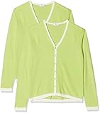  Conte of Cashmere Damen Pullover Twin Set Bicolor Scollo V, Grün (Anis/Ecru), Medium