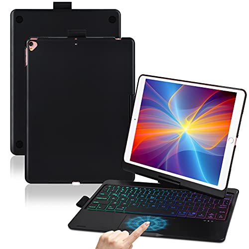 iPad 9th Gen Touchpad Keyboard Case for 10.2" iPad 8th&7th Gen, Air 3,Pro 10.5,ONHI 360 Rotatable Colors Back-lit, Smart Keyboard Case(Black)