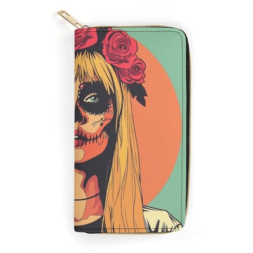 Portefeuille porte-monnaie zippé grand format 19,7x10,5cm et porte-cartes de crédit de style femme