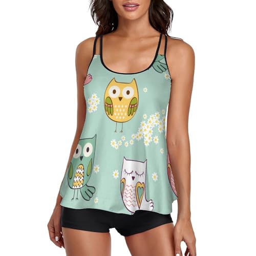 Maillot de bain femme tankini bikini short de garçon imprimé cartoon