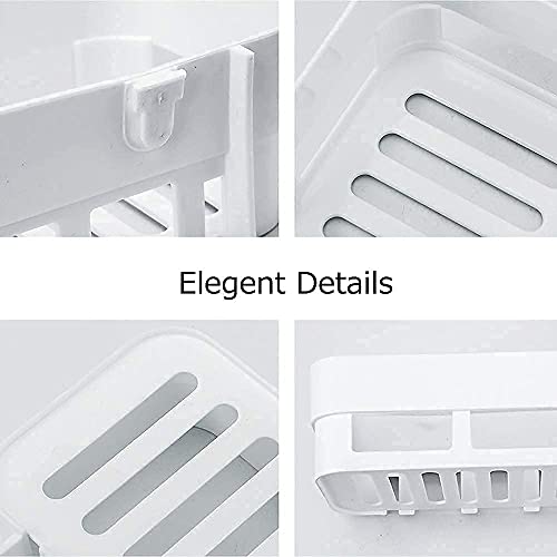 Image of Khedu Feb Plastic Inter Design Bathroom Kitchen Organize Shelf Rack Shower Corner Caddy Basket with Sticker No Drilling Required Material-Plastic (1 pc's) (multicolour)