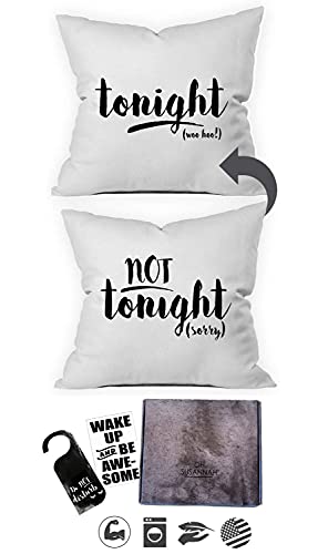 Oh, Susannah Tonight Not Tonight Reversible Pillowcase Bridal Shower Gift (18x18 in, Tonight -Not)