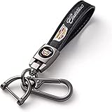 LUBOLAN  Genuine leather car keychain set for Cadillac CT6 XT5 CTS XTS SRX ATS DTS STS men and women family Present keychain key ring lanyard accessories (black)