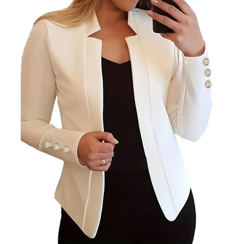Womens Casual Long Sleeve Blazer Open Front Blazers Suit Slim Fit Cropped Work Office Blazer Jackets