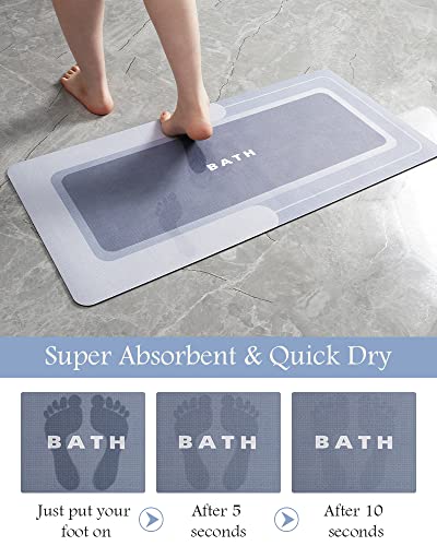 Image of MontVoo-Bath Mat-Bath Mat Rug Non Slip Super Absorbent Stain Resistant Quick Dry Thin Bathroom Rug-Bath Mats for Bathroom Floor Bathtub Vanity-Bathmat Bath Rug Easy Care 17 inchx35 inch Blue