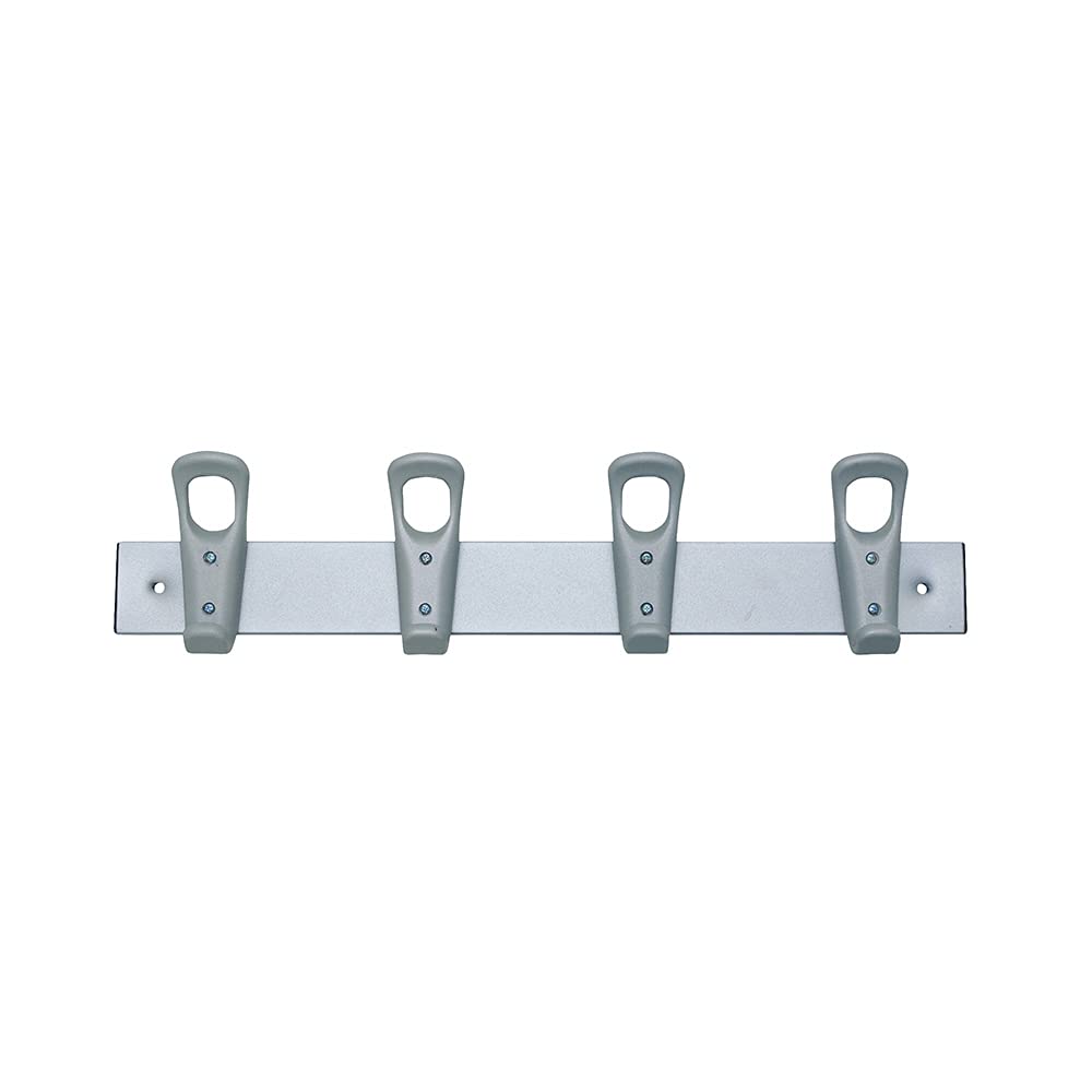 OFITURIA Perchero de Pared Colgador de Ropa Metálico Color Plata con 4 Colgadores Dobles de Abs Plata