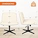 NEO CHAIR Criss Cross Chair No Wheels Armless Cross Legged Office Desk Wide Comfy Vanity Makeup Chair Adjustable Computer Task for Home Office Fabric (Beige)