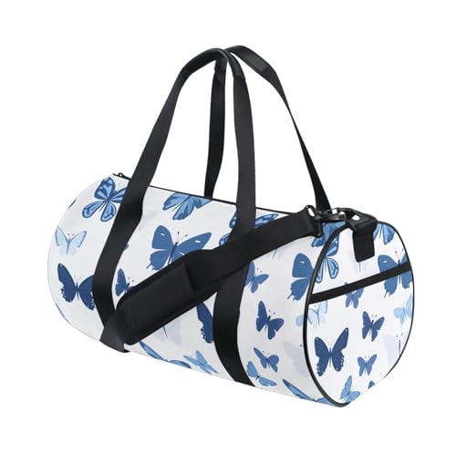 Butterfly Blue Sports Duffel Bag Large Barrel Gym Bag with Full Print Design, Adjustable Strap Spacious Storage for Workout Training Outdoor Activities and Weekend Trips3