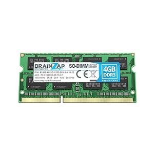 BRAINZAP 4GB DDR3 RAM SO-DIMM PC3-10600S-09-10-F2 2Rx8 1333 MHz 1.5V CL9 Notebook Laptop Arbeitsspeicher