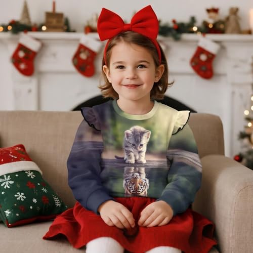 Xpyiqun Sweatshirt for Girls 1-8 Years Long Sleeve Shirt Ruffle Shoulder Pullover Tops Kids Crewneck Outfits3