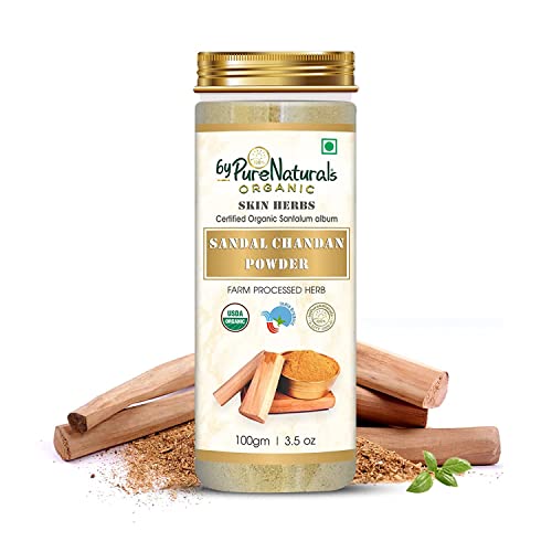 Image of byPureNaturals Organic Sandal Chandan Powder, 100gm | 100% Natural Herbal Pure Face Pack for reducing Pimples and Sun Tan | Facial for Dry Skin | For Men and Women