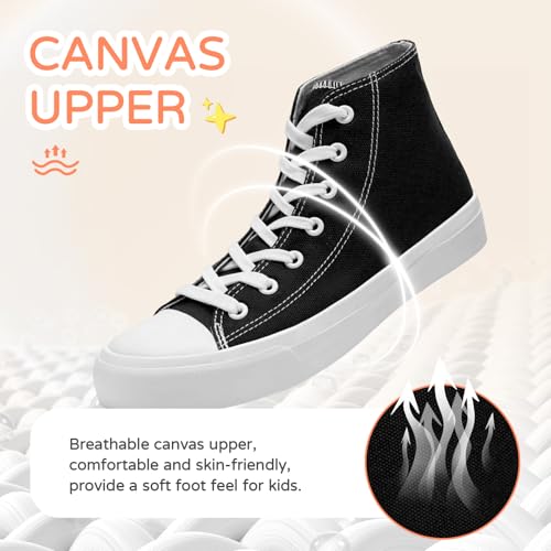 Kids Canvas Sneakers for Girls Boys High Top Canvas Fashion Shoes Comfortable Classic Casual Lace up Walking Running Shoes3