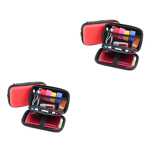 2pezzi Organizer Da Viaggio Per Accessori Elettronici Borsa Portaoggetti Portatile Per Cavi Caricabatterie e Gadget Per Viaggi e Conservazione Rosso