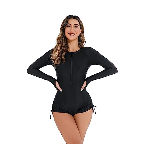 Women's One Piece Rashguard Floral Surfing Swimsuits Swim Rash Guard Boyleg Bathing Suit UV Protection Swimwear2